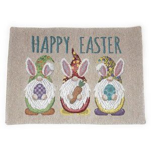 Happy Easter Bunny Gnomes Fabric Placemats (Set of 4)